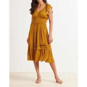 Elegant Mustard Midi Dress